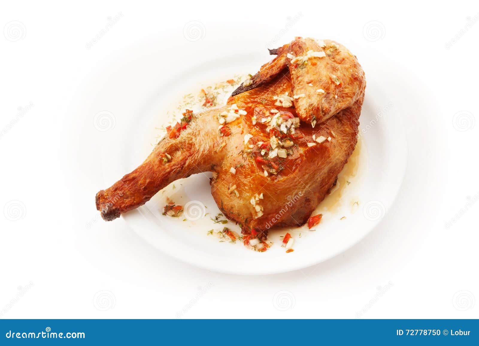 grilled chiken on white background