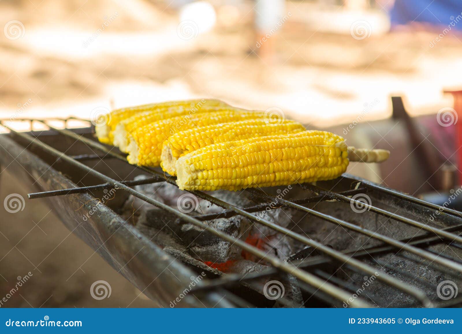 Grilled Corn. Vegetables Grilled Corn on the Hot Stove Stock Image