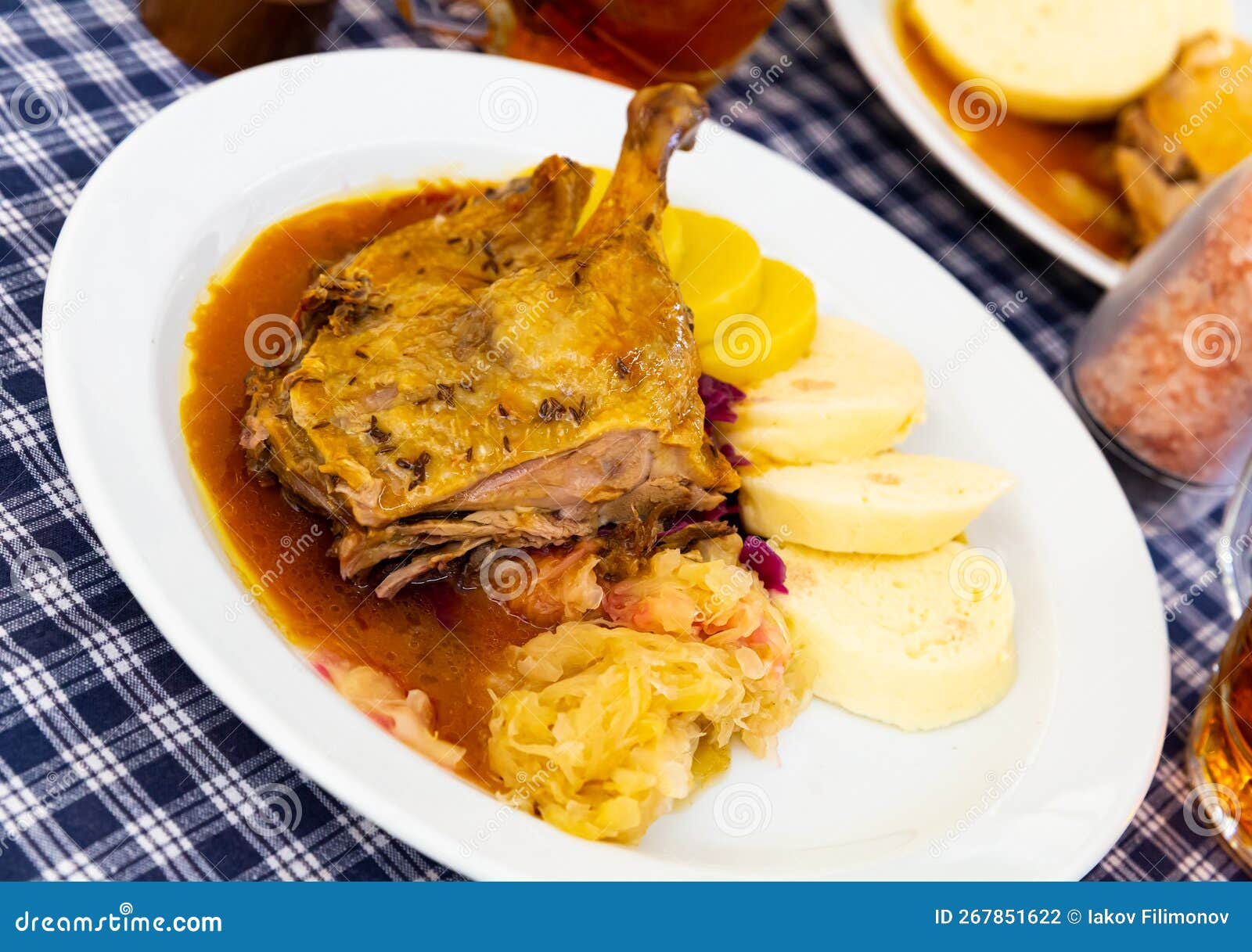 Grilled Duck Leg Quarter with Red and White Cabbage Stock Photo Image of nutrition, legs