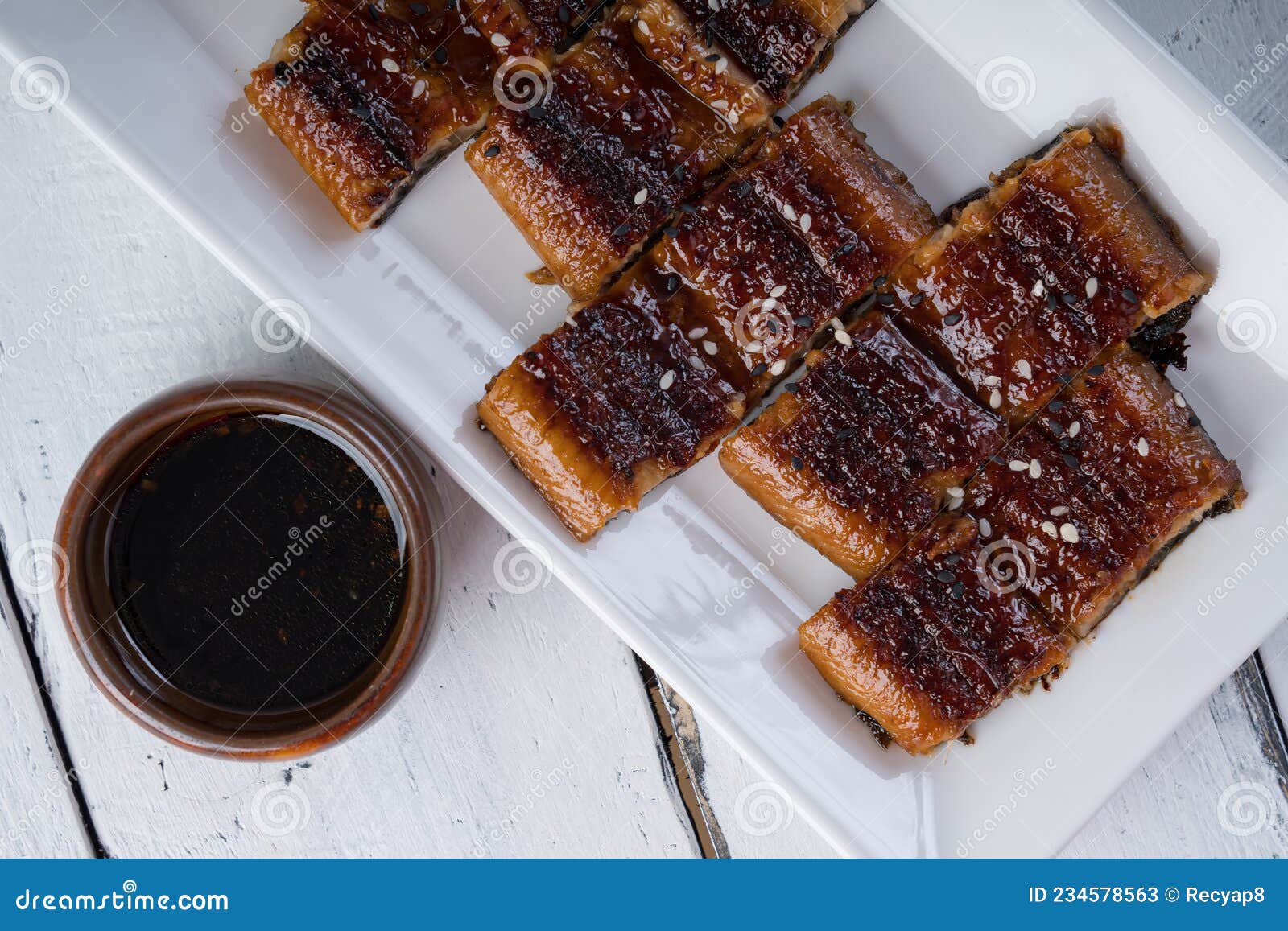 Grilled Eel or Unagi with Sweet Soy Sauce Stock Image Image of bowl