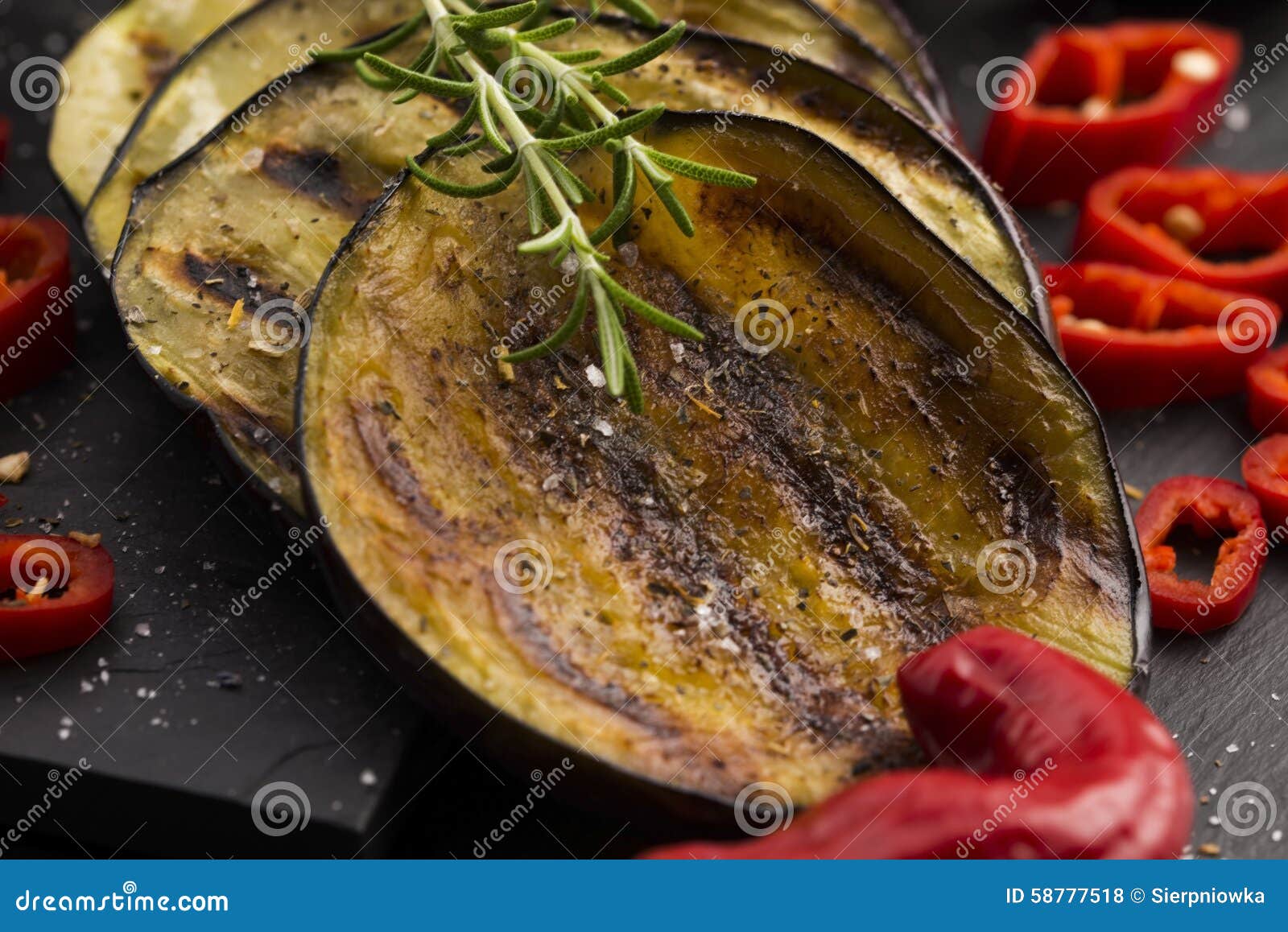 Grilled eggplant slices stock photo. Image of cuisine 58777518