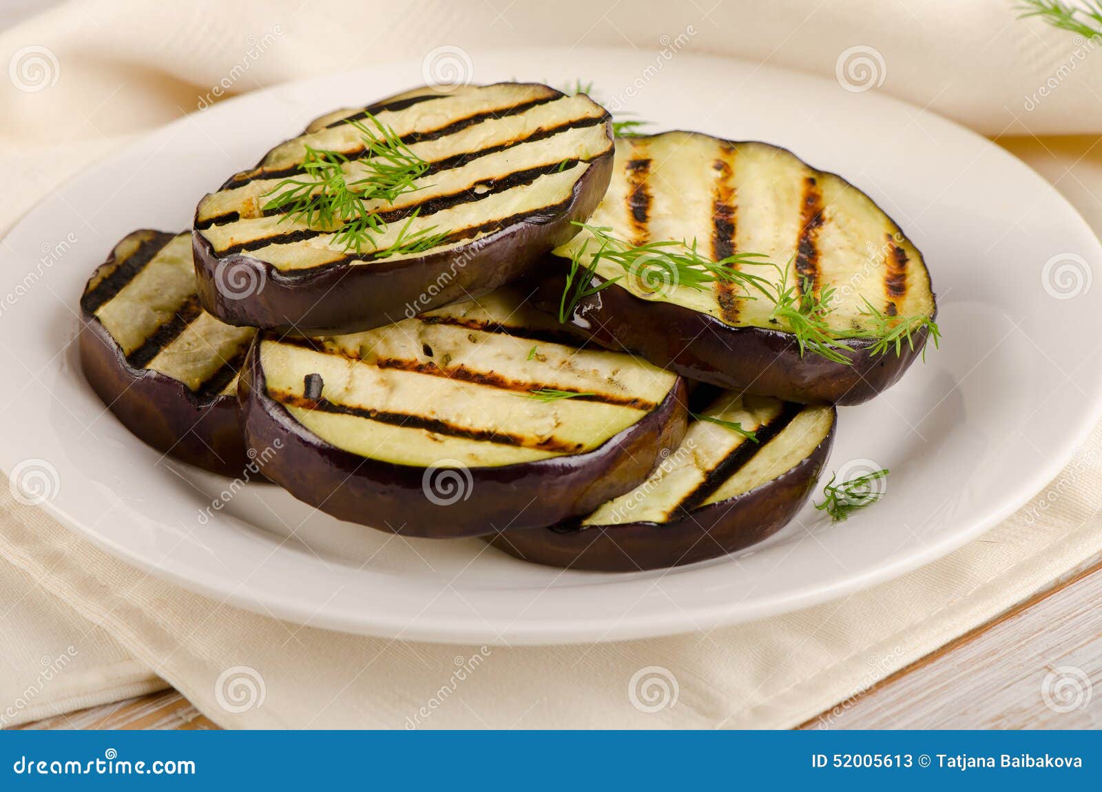 Grilled Eggplant Slices with Fresh Herbs. Stock Image Image of
