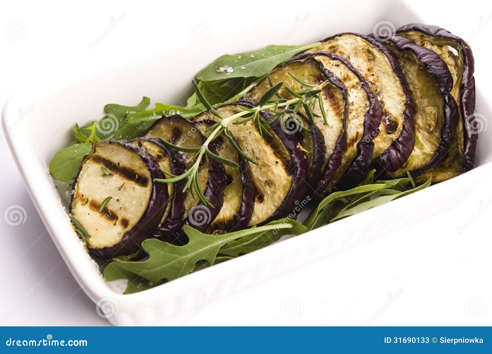 Grilled Eggplant Slices on a Plate Stock Image Image of slices