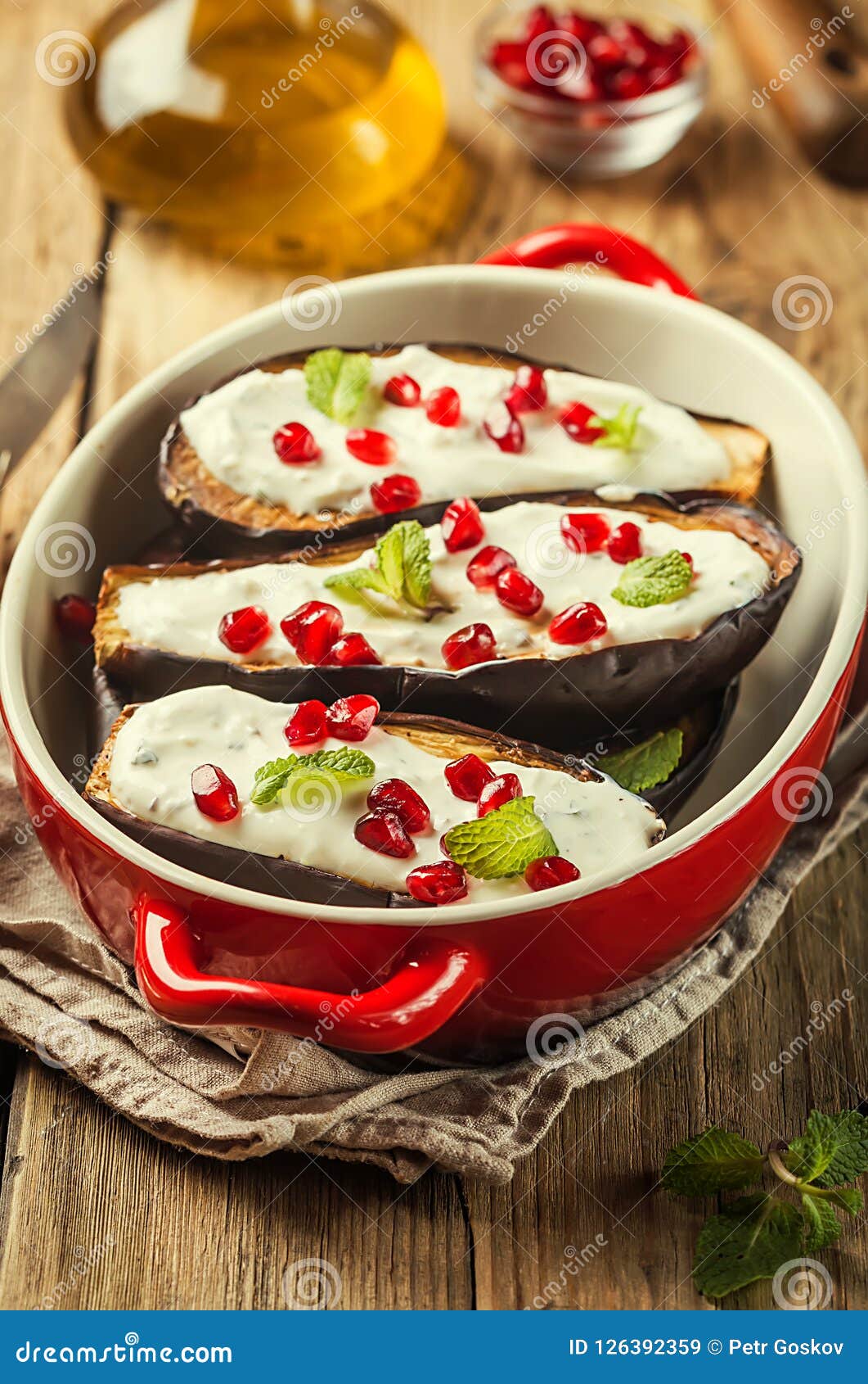 Grilled Eggplants With Sauce Stock Image - Image of appetizing ...