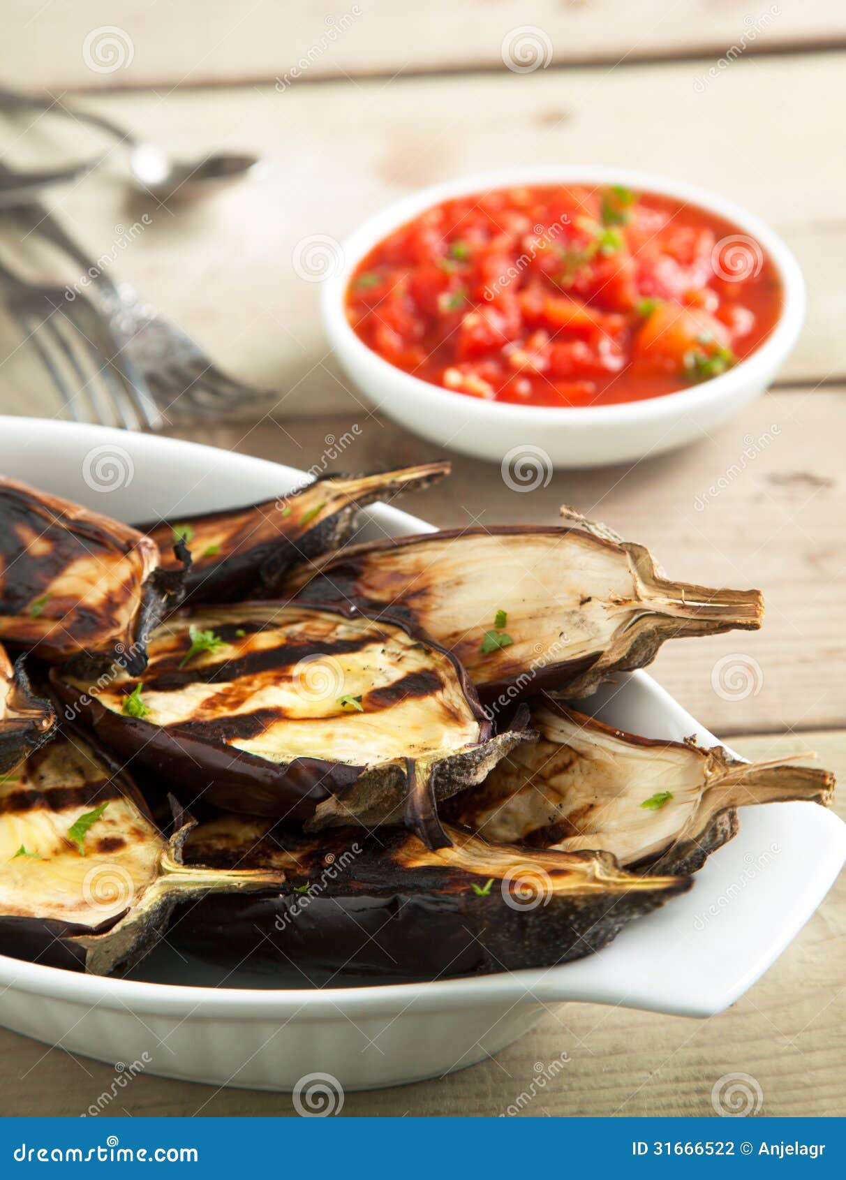 Grilled Eggplants with Tomato Sauce Stock Photo Image of roast, olive