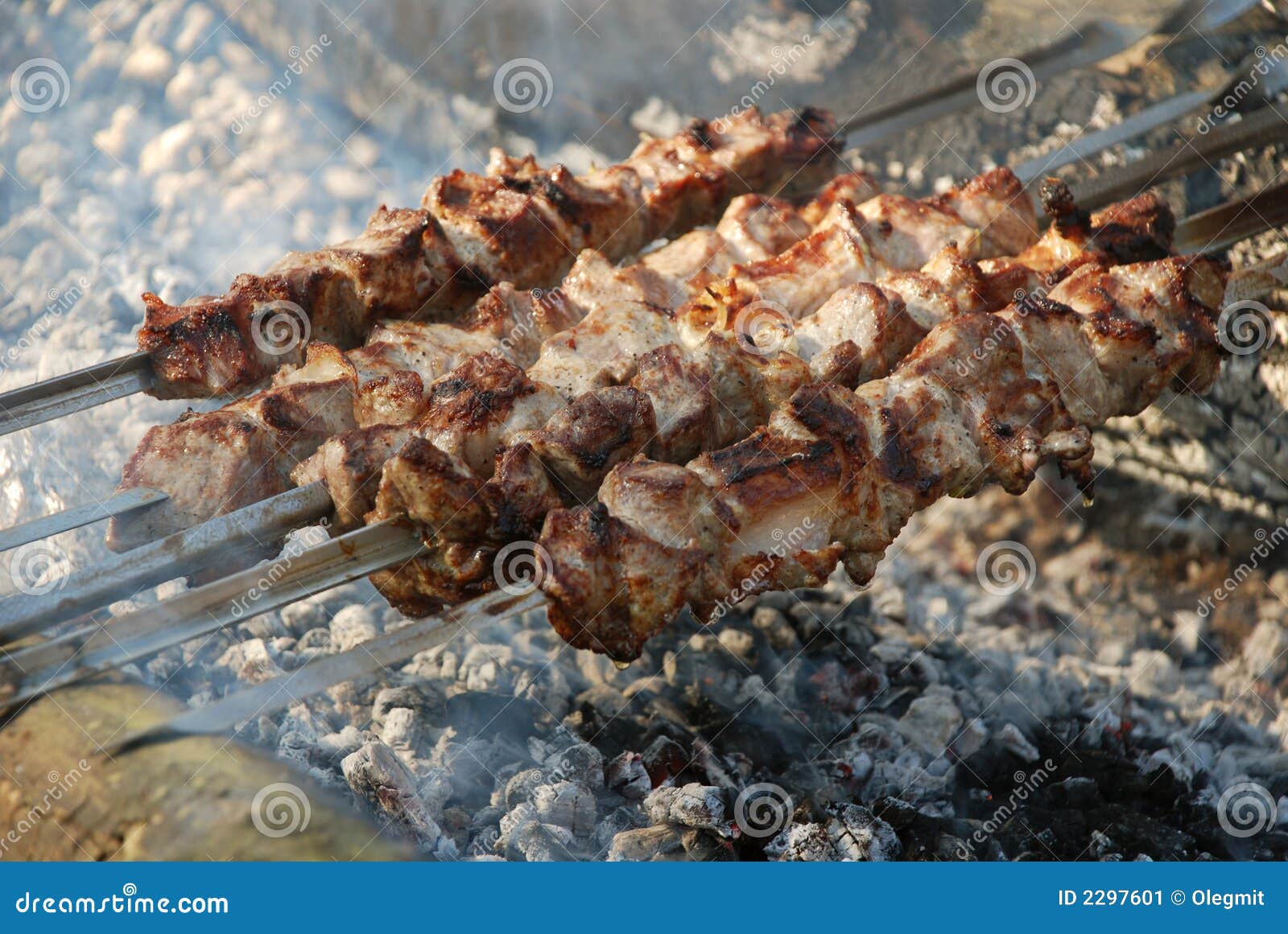 Grilled on fire meat stock image. Image of flame, smoke - 2297601