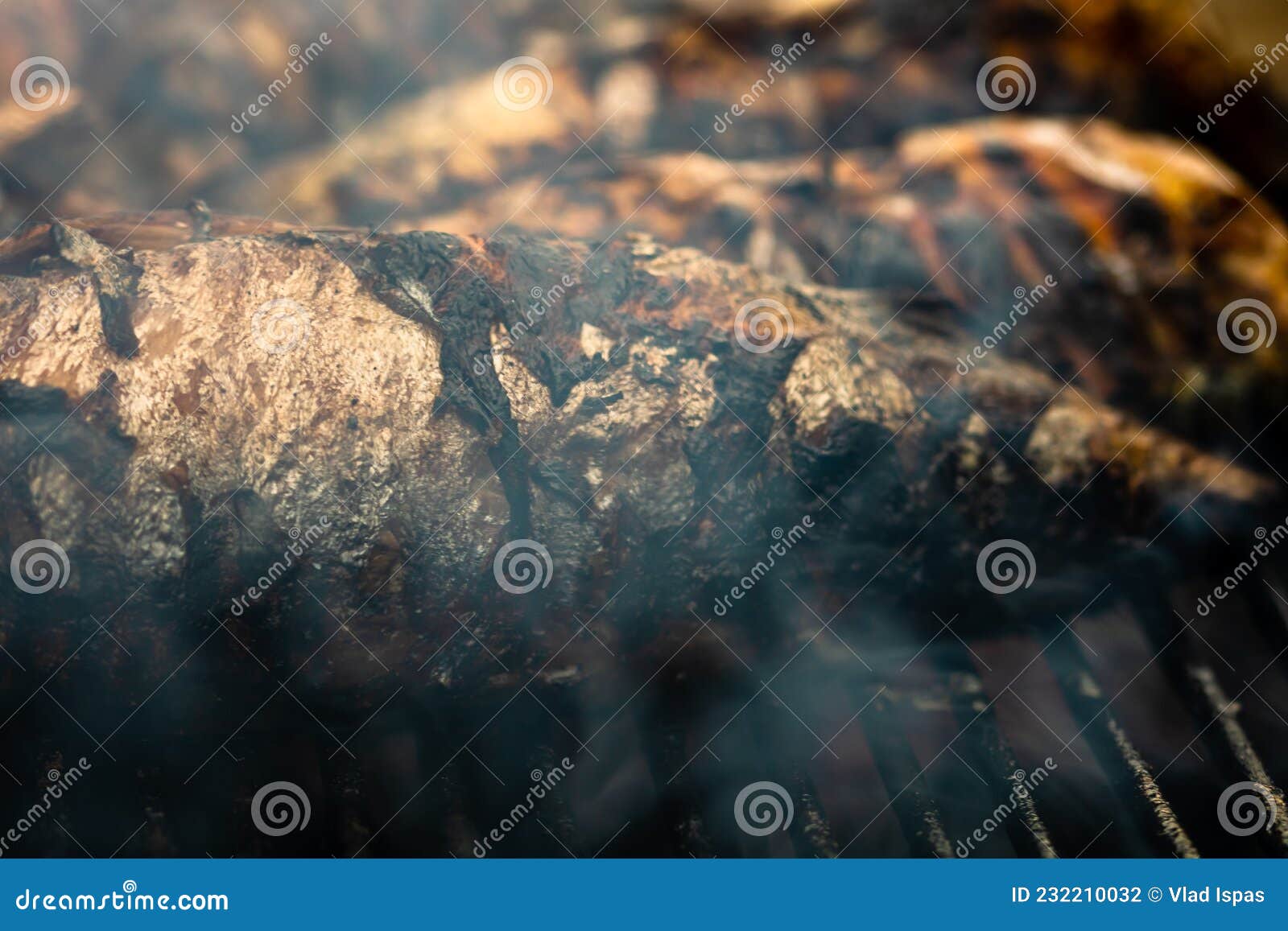 Grilled Fish on Charcoal Grill. Fresh Fish Barbecue Stock Photo Image