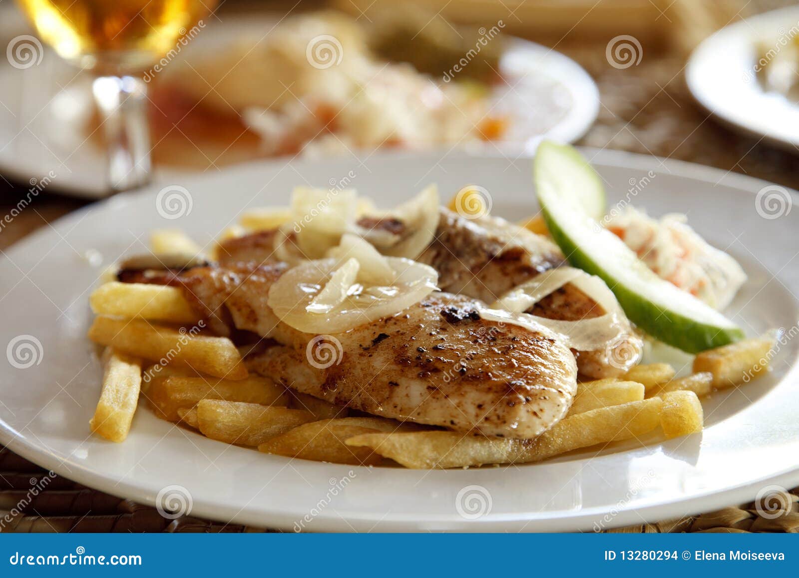 Grilled Fish and Chips on a Plate Stock Photo Image of fishandchips