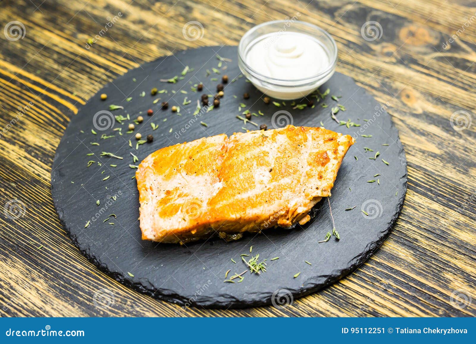 Grilled Fish Fillet with with White Sauce Stock Image Image of grill