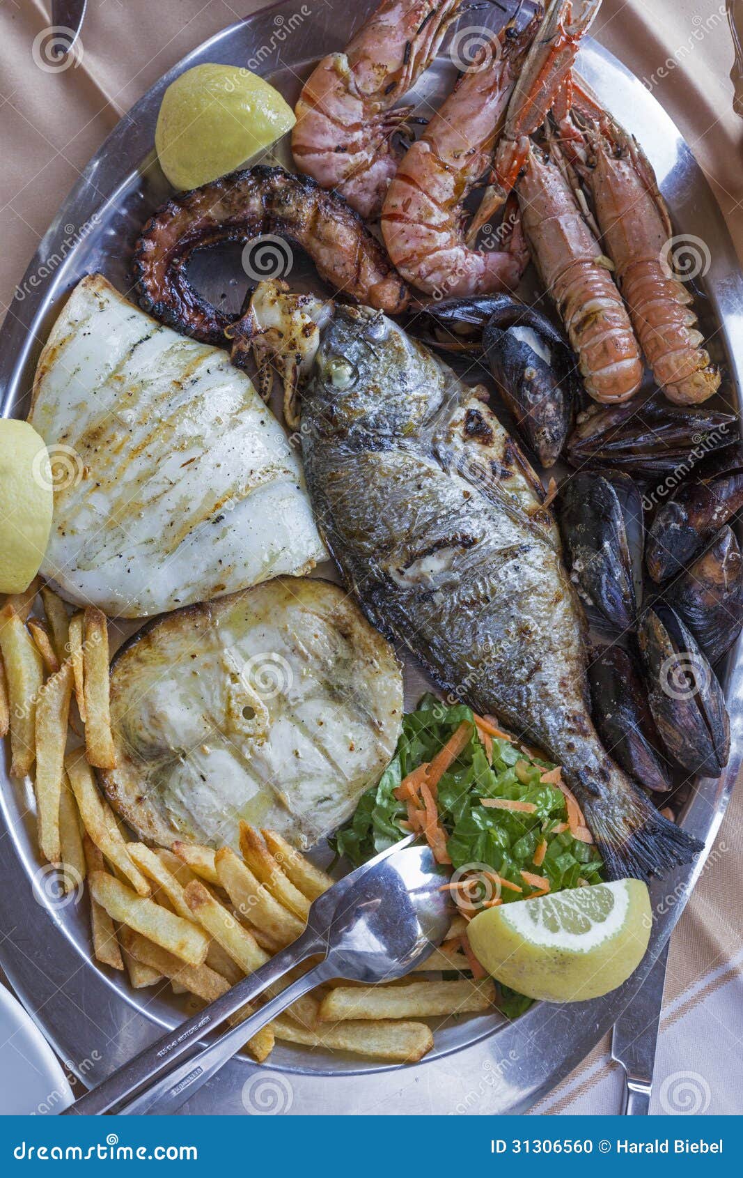 Grilled Fish plate, Greece stock photo. Image of food 31306560
