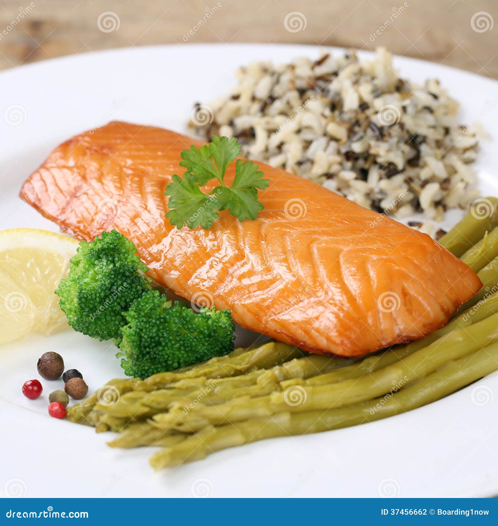 Grilled Fish on a Plate with Vegetables Stock Photo Image of dining, cooking 37456662