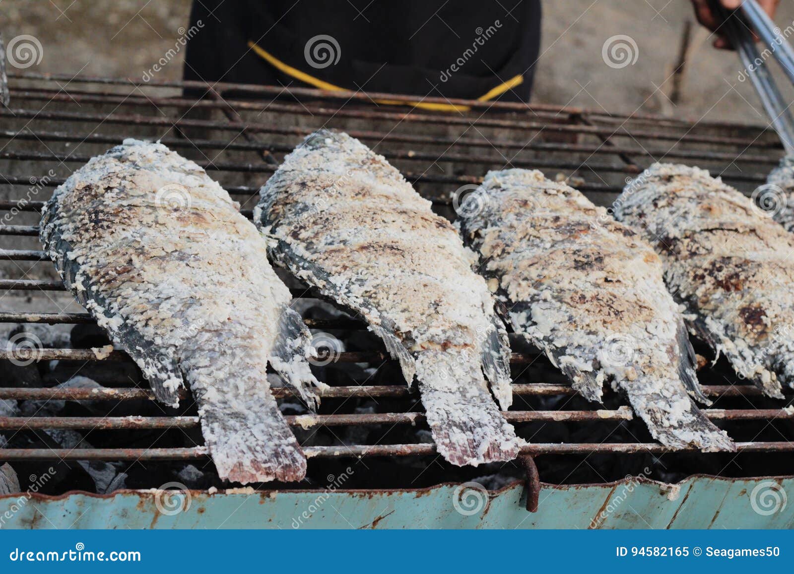 Grilled fish on the stove. stock image. Image of cuisine 94582165