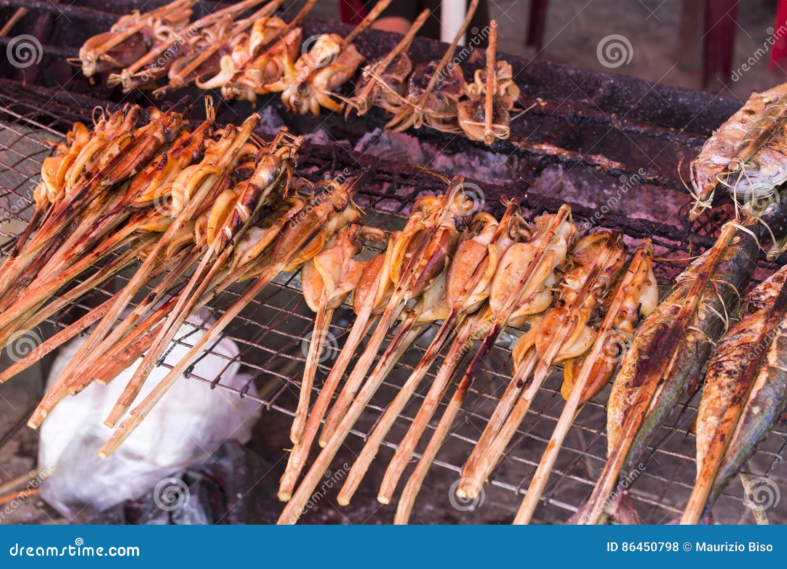 Grilled fish, street food stock photo. Image of food - 86450798