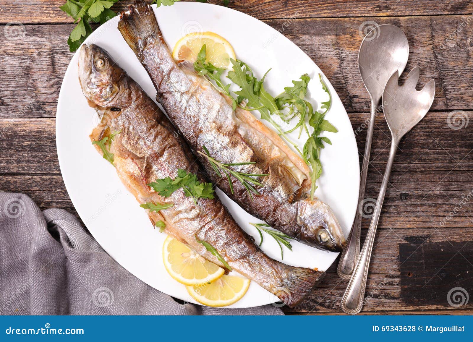 Grilled fish,trout stock photo. Image of wood, grilled 69343628