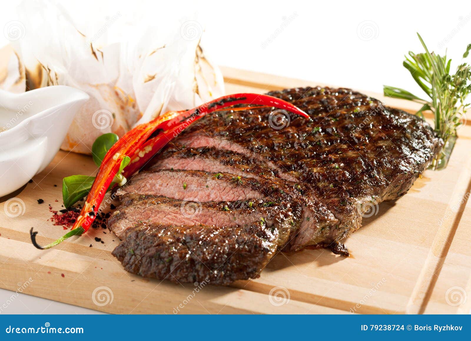 Grilled Flank Steak stock photo. Image of juicy, rosemary 79238724