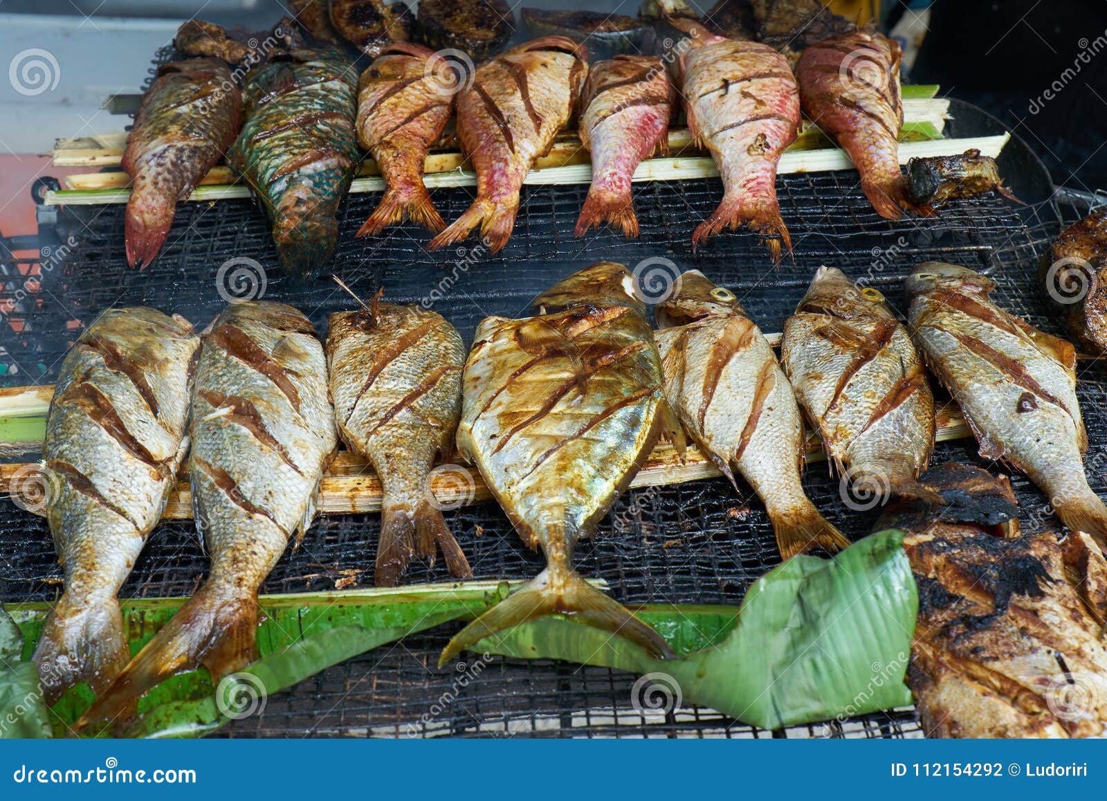 grilled fresh seafood in local market, mahÃÂ© - seychelles island