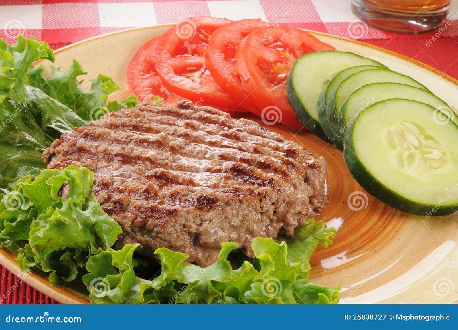 Grilled Ground Beef Patty with Vegetables Stock Image Image of
