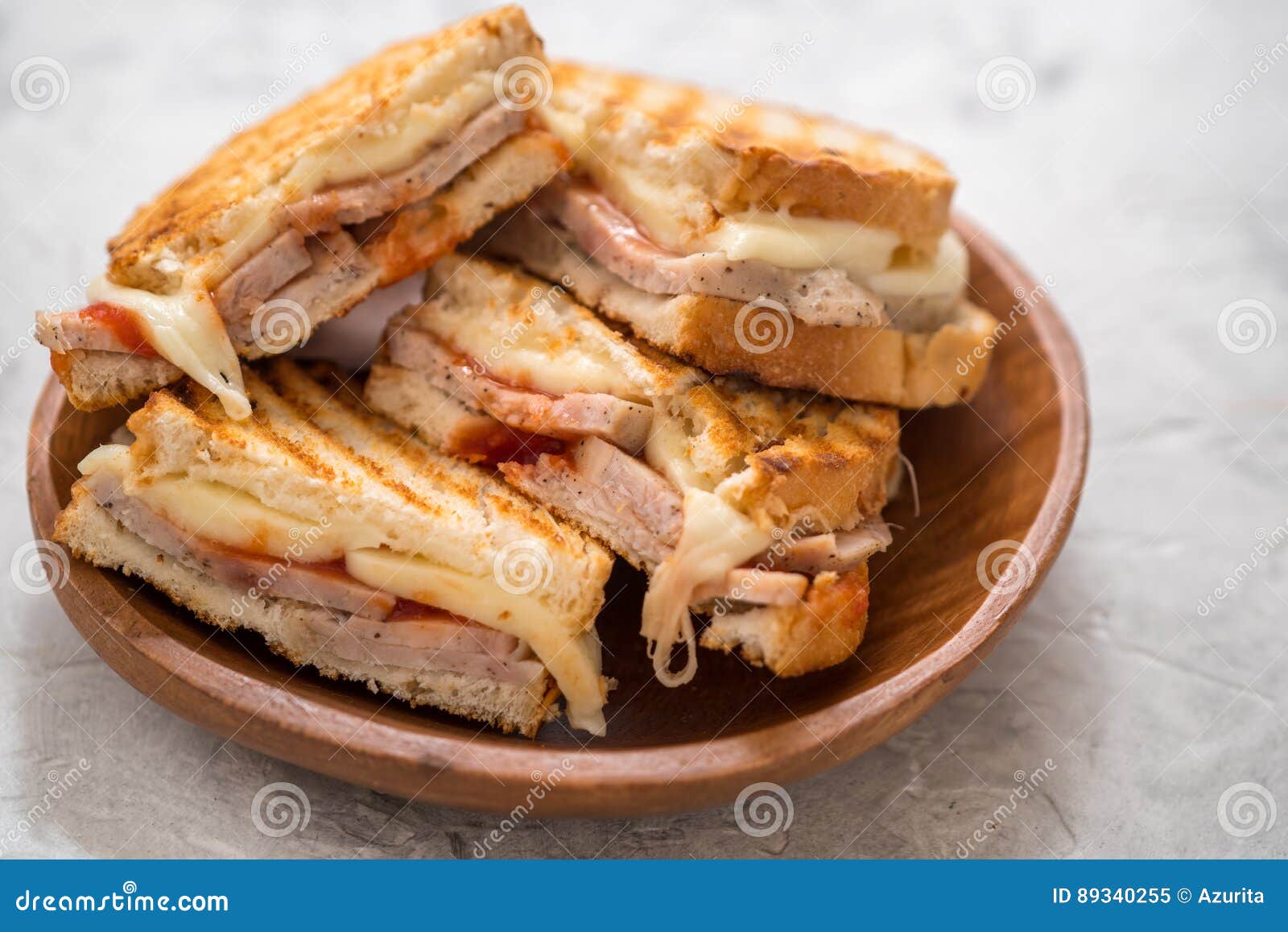 A Grilled Ham and Swiss Cheese Sandwich Stock Image Image of brown