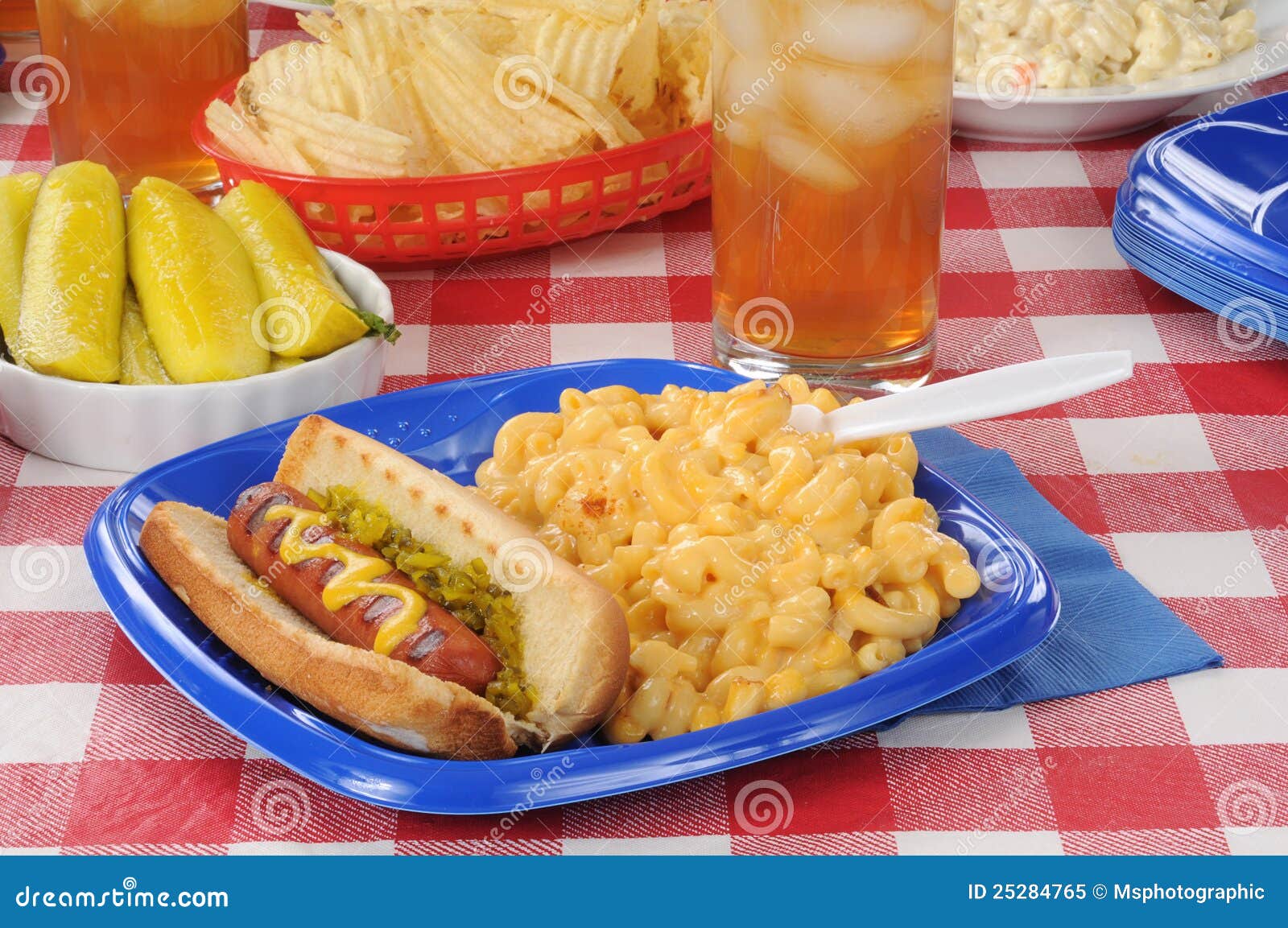 Grilled Hot Dog with Macaroni and Cheese Stock Image Image of meat