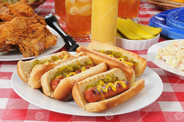 Grilled hot dogs stock photo. Image of food, chicken 25499816