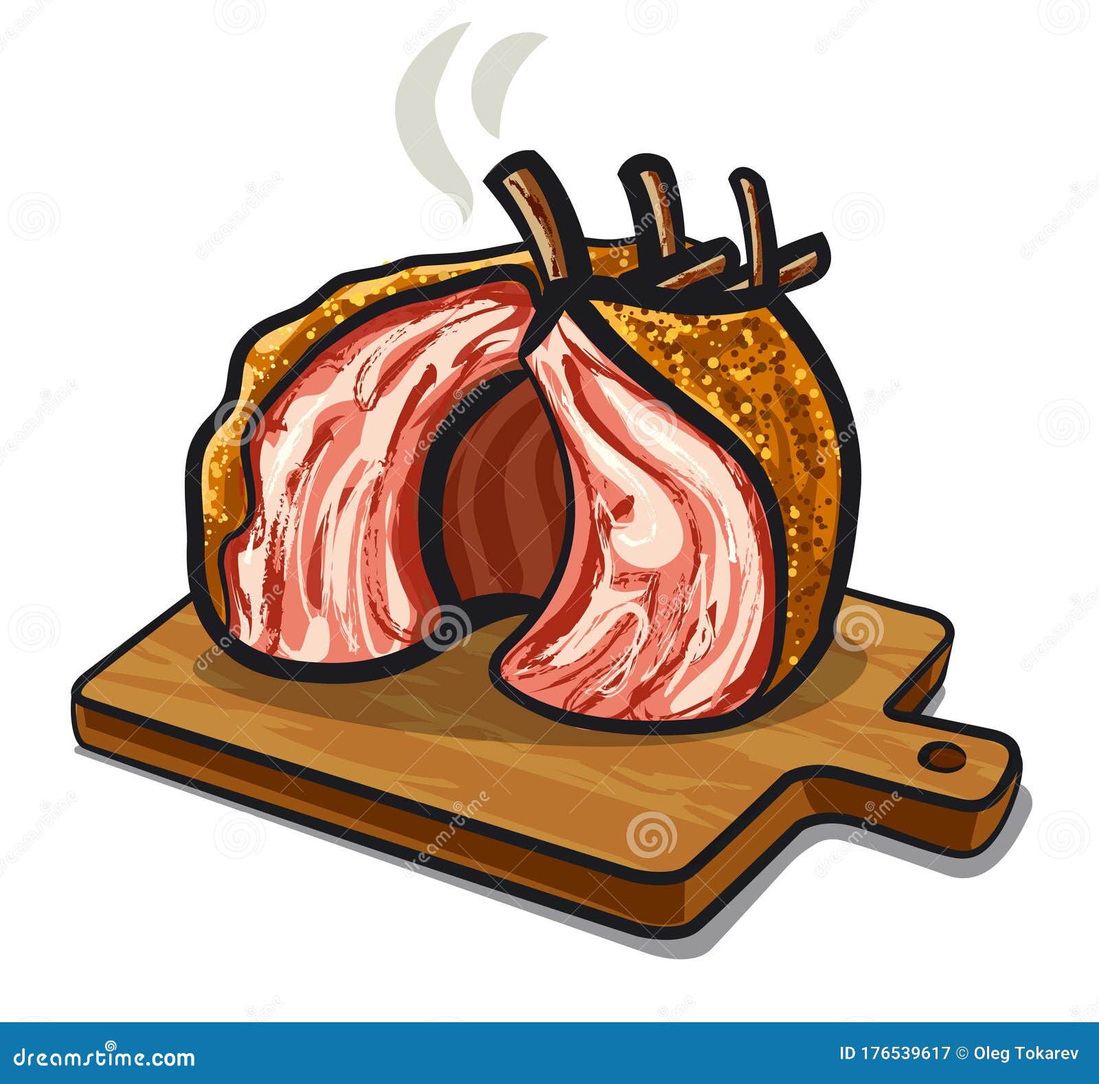 Grilled lamb ribs stock vector. Illustration of delicious 176539617