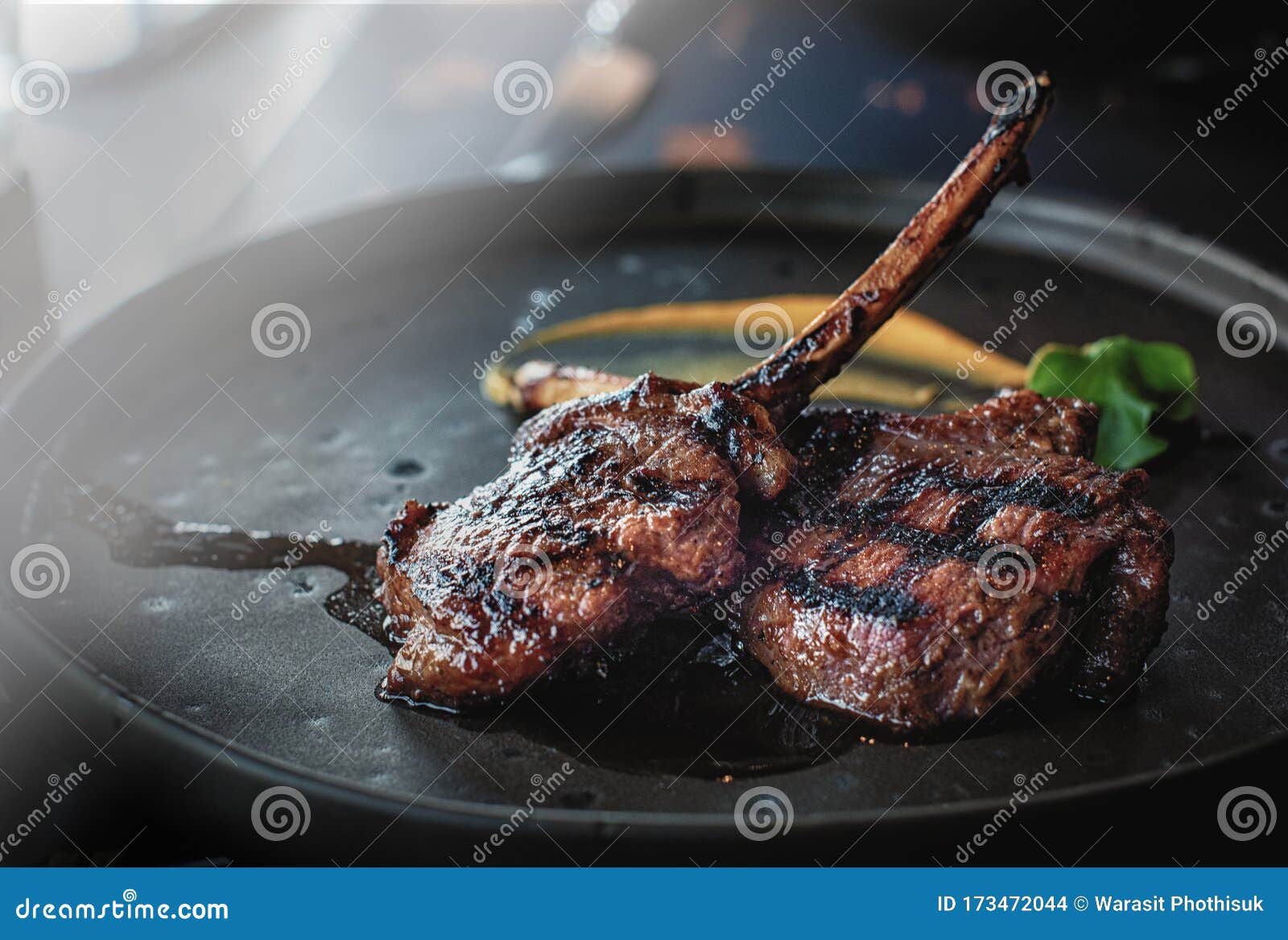 Grilled lamb steak stock photo. Image of fried, bone 173472044