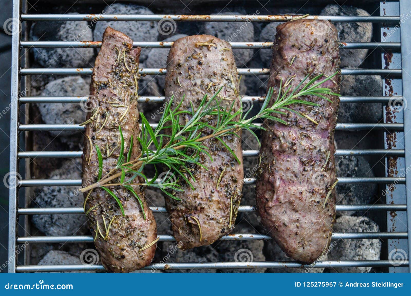 Grilled lamb steaks stock image. Image of herb, flame 125275967