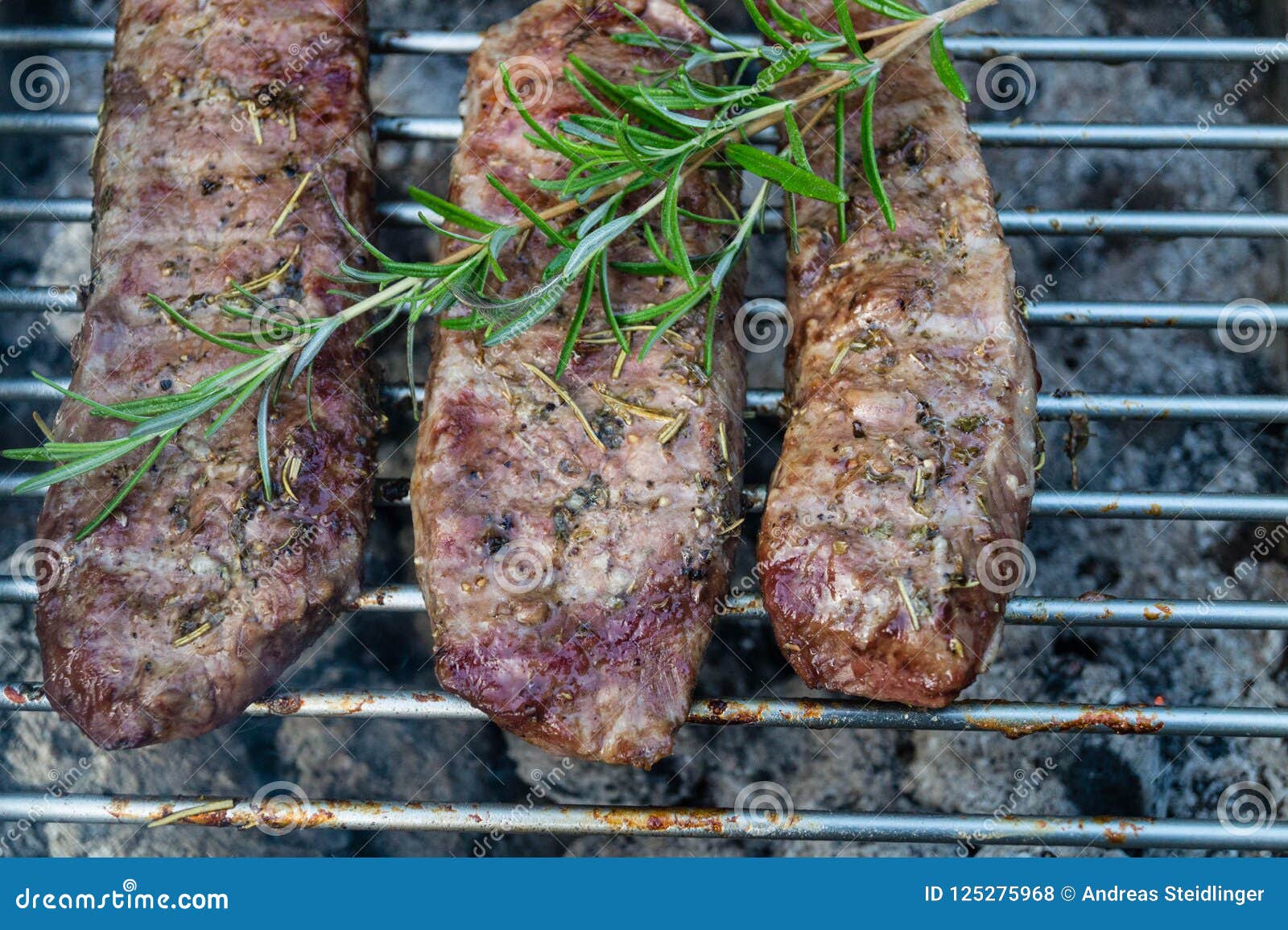 Grilled lamb steaks stock photo. Image of lamb, flame 125275968
