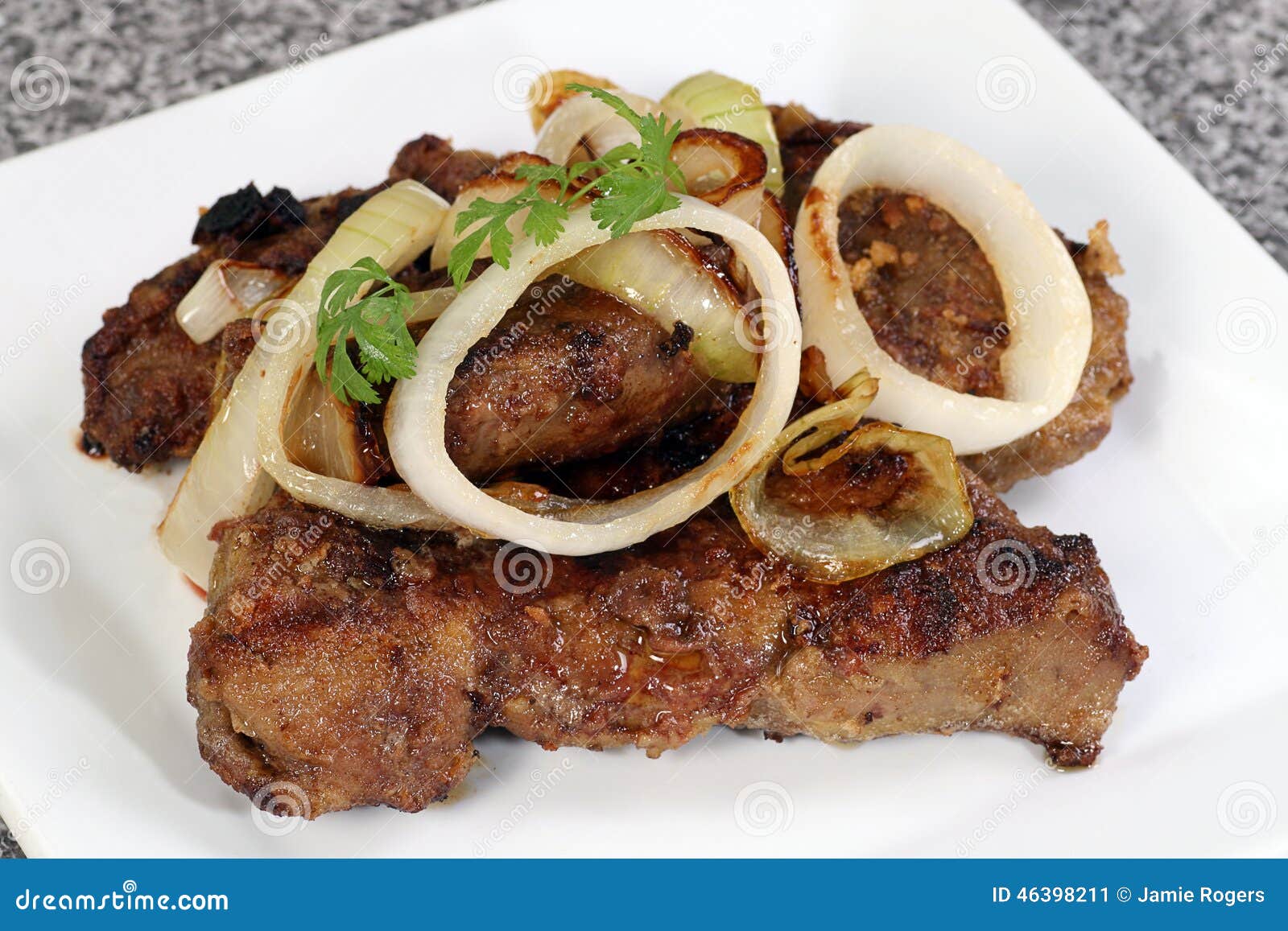 Grilled Liver with Fried Onions Stock Image - Image of iron, lamb: 46398211