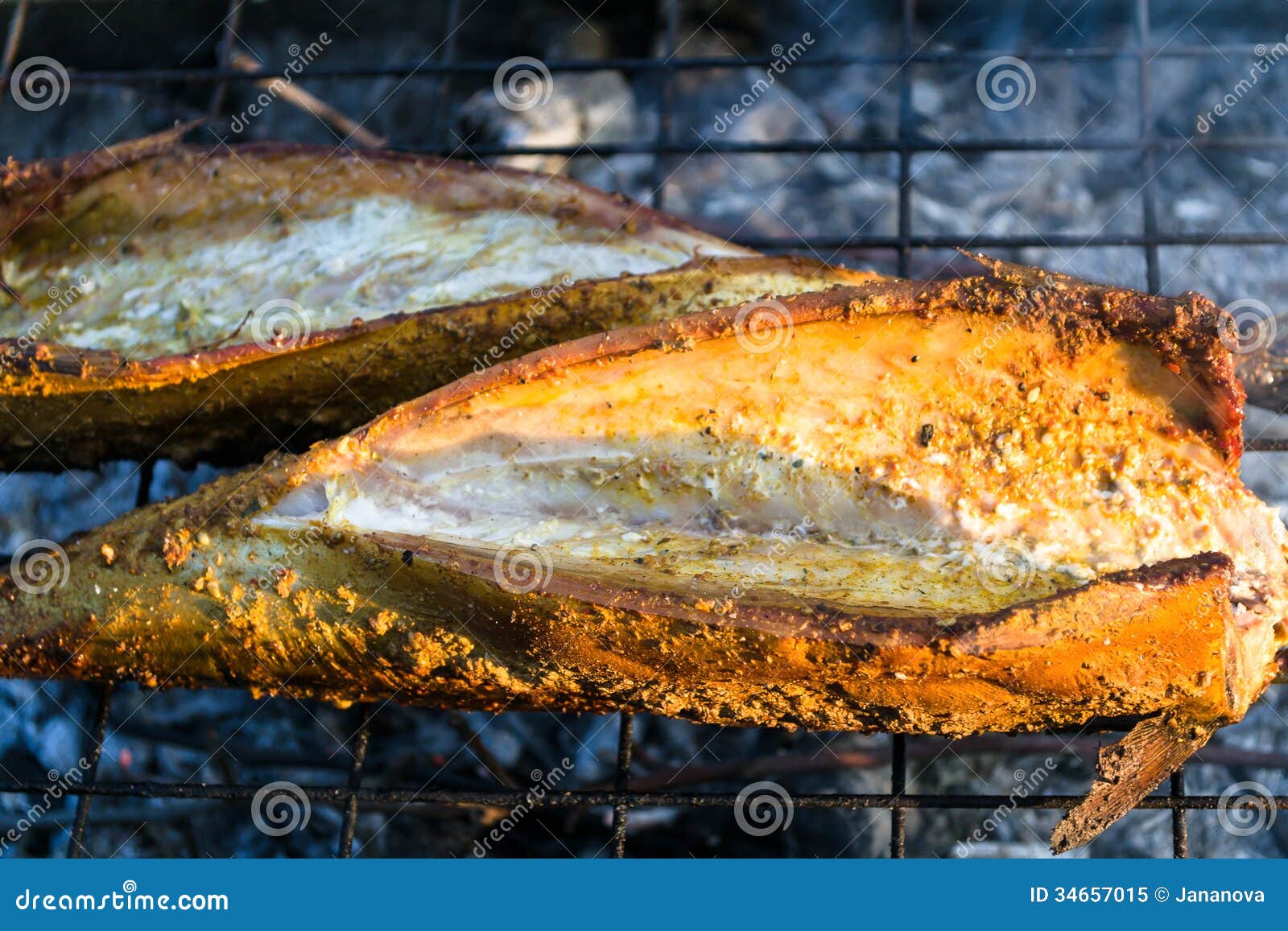 Grilled mackerel stock image. Image of fire, preparation 34657015