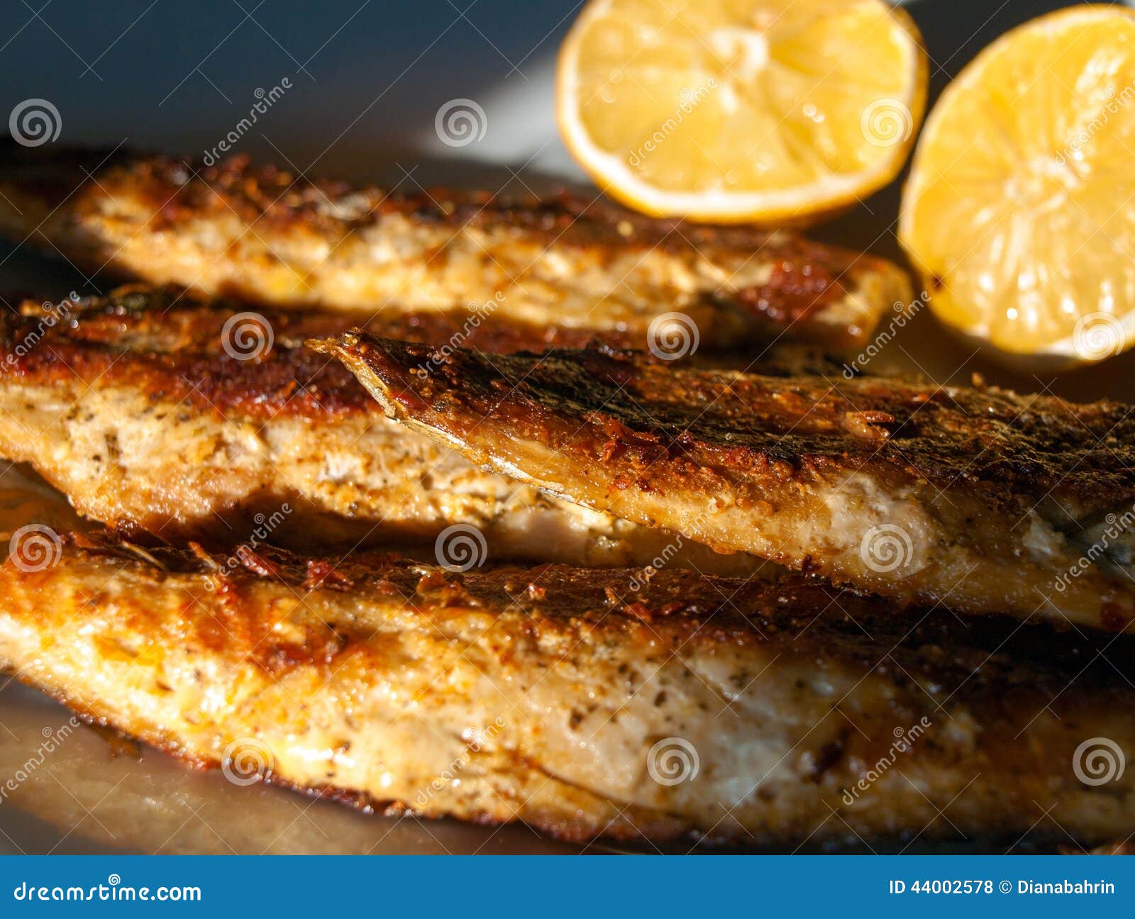 Grilled mackerel on plate stock photo. Image of lunch 44002578