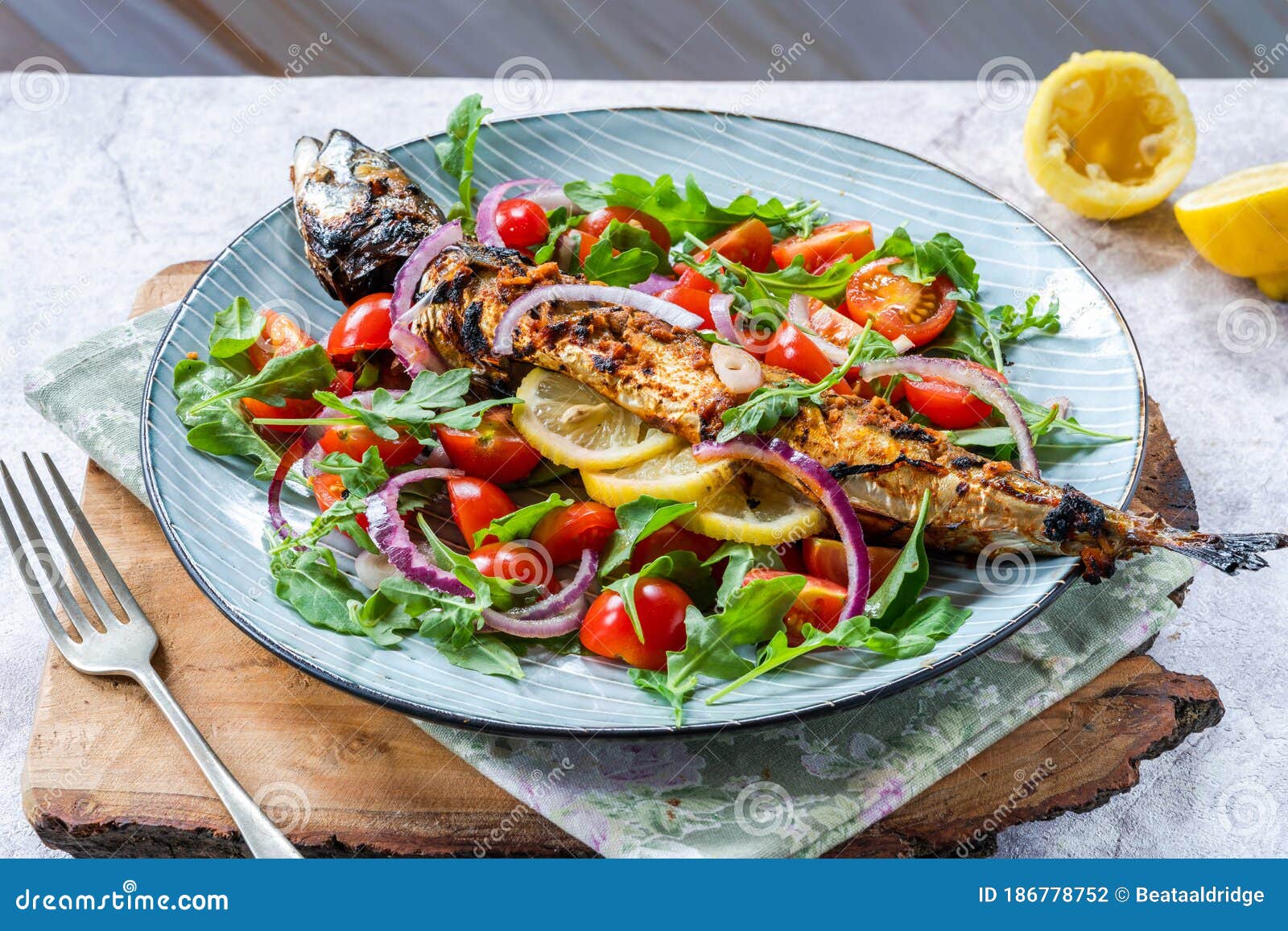 Grilled mackerel stock photo. Image of gastronomy, dining 186778752