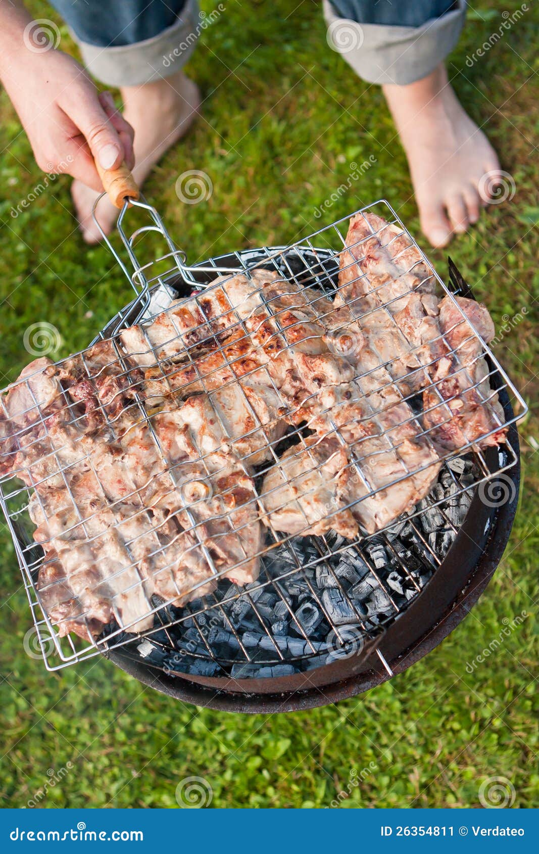 Grilled Meat on a Charcoal Grill Stock Image Image of beef, dinner