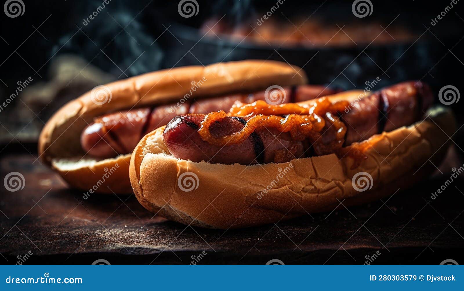 Grilled Meat, Hot Dog, Pork Snack Generated by AI Stock Illustration