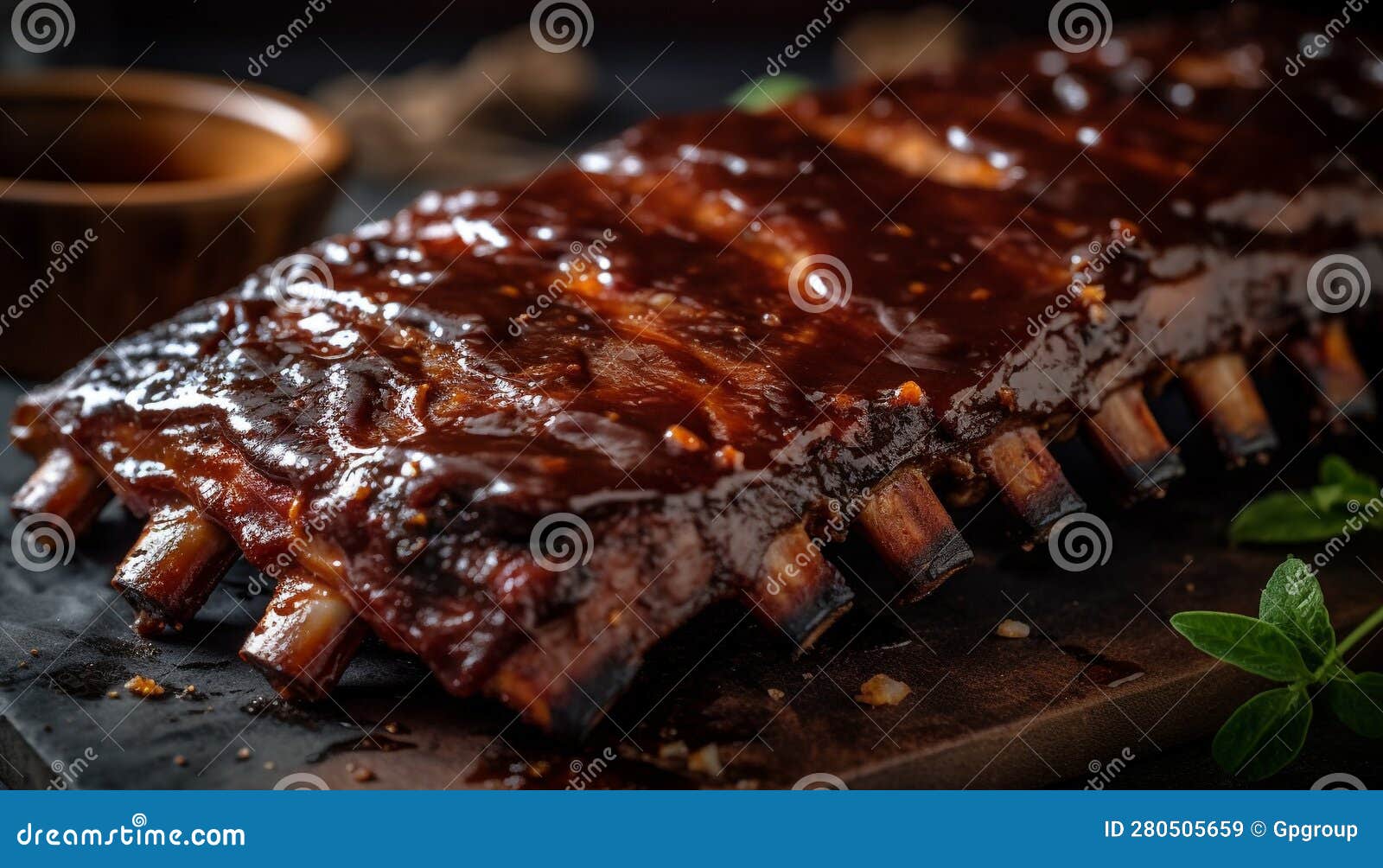 Grilled Meat and Rib, Barbecue Sauce Indulgence Generated by AI Stock
