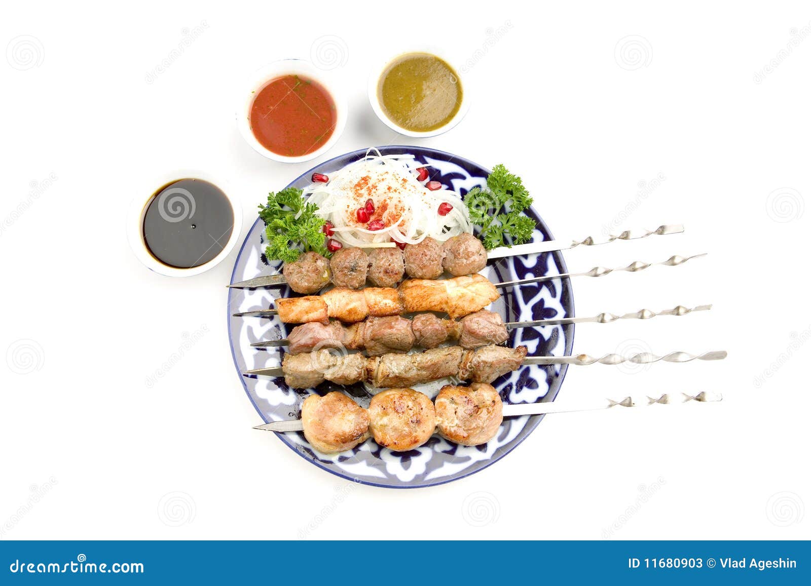Grilled Meat with sauces stock image. Image of spit, sauces 11680903