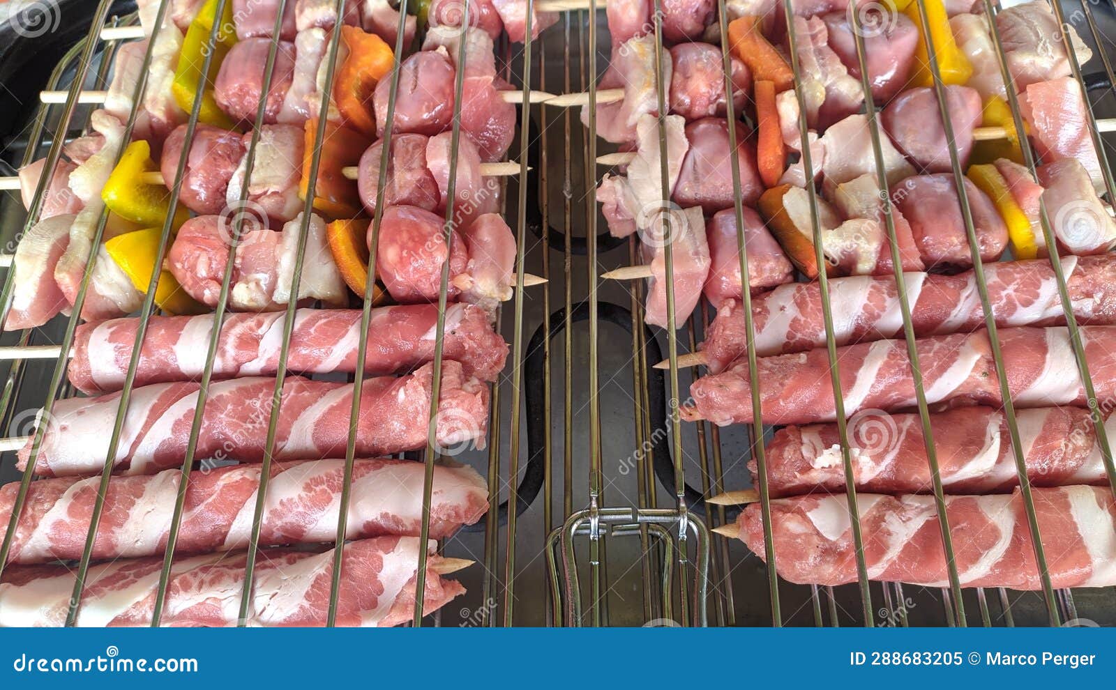 Grilled meat skewers. Bbq stock image. Image of meal 288683205