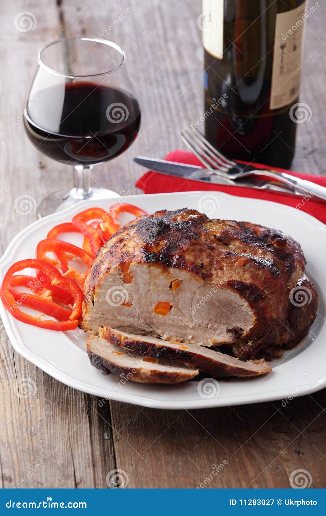 Grilled meat and wine stock image. Image of grilled, carrot 11283027