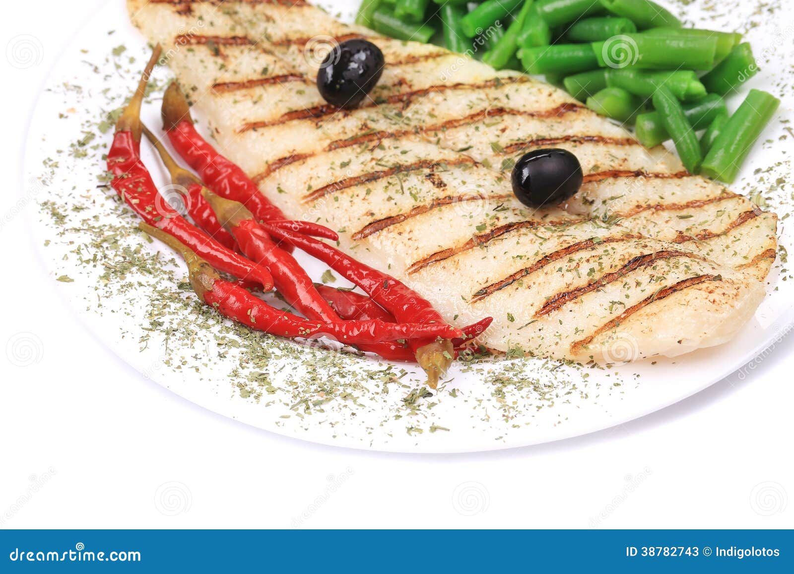Grilled Pangasius Fillet On Plate. Stock Image Image of lemon, peas