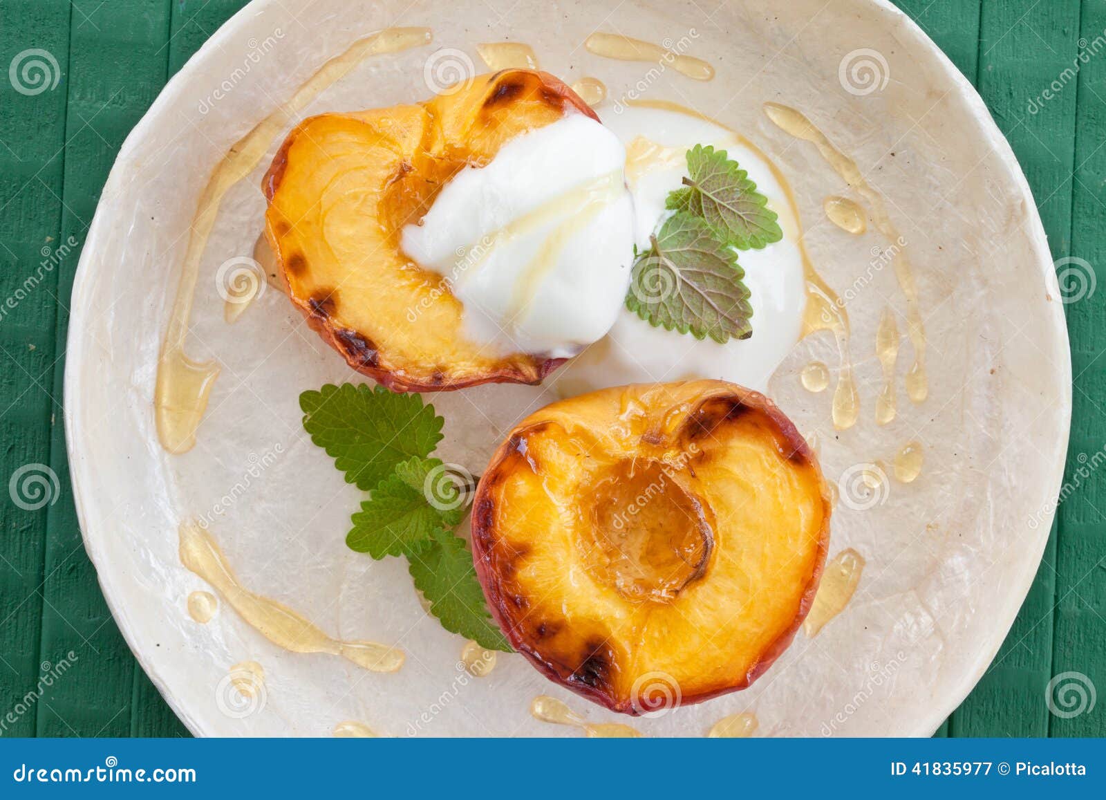 Grilled peach with honey stock image. Image of lemon 41835977