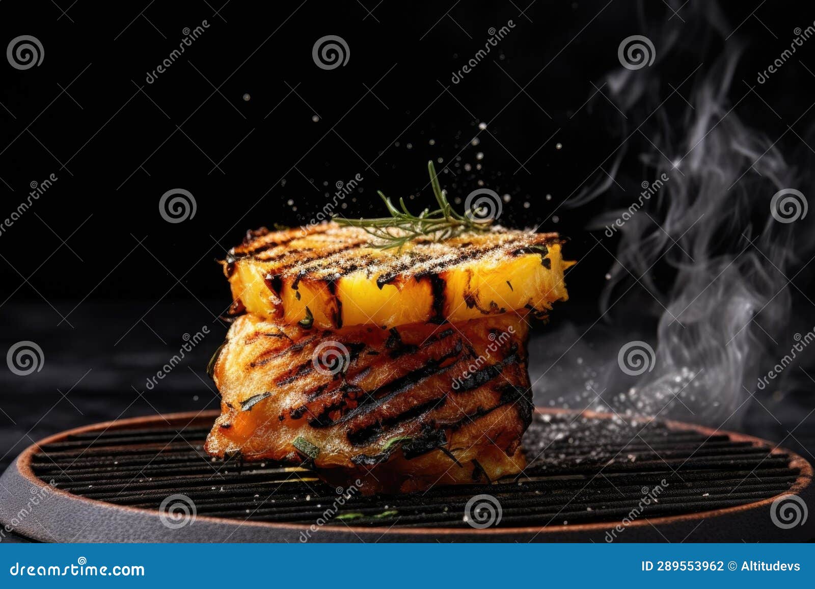 Grilled Pineapple with Grill Marks and Smoke Stock Photo Image of