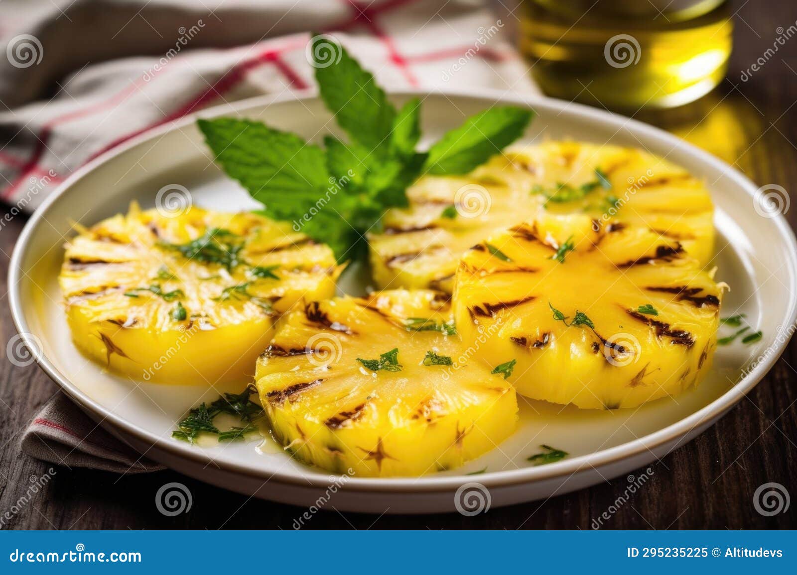 Grilled Pineapple Pieces Brushed with Olive Oil Stock Image Image of grilled, appetizer 295235225