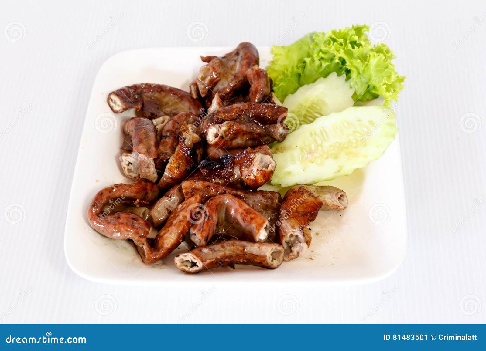 Grilled pork chitterlings stock image. Image of delicious 81483501