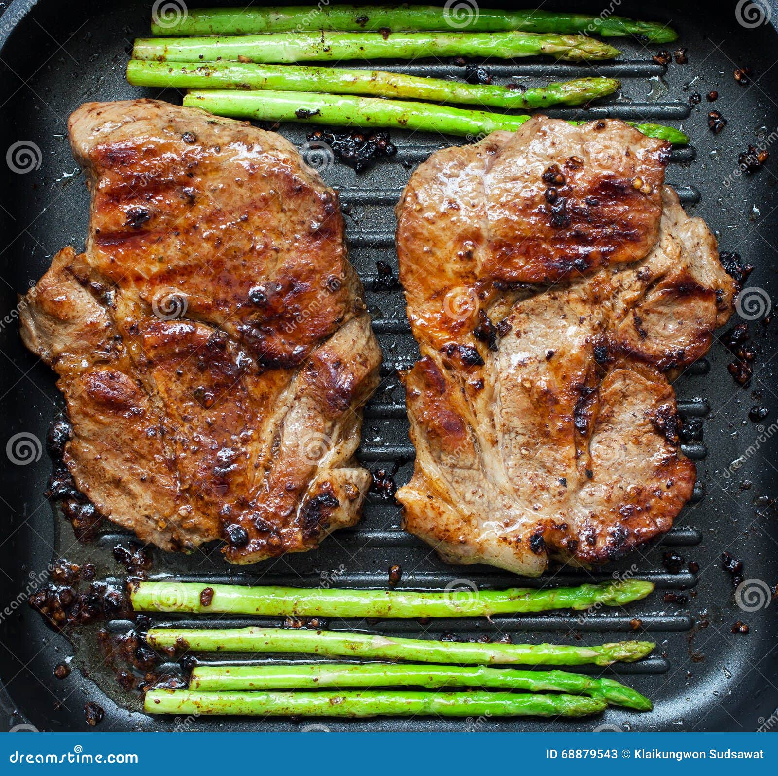 Grilled Pork Chop with Asparagus Stock Image Image of healthy, grill