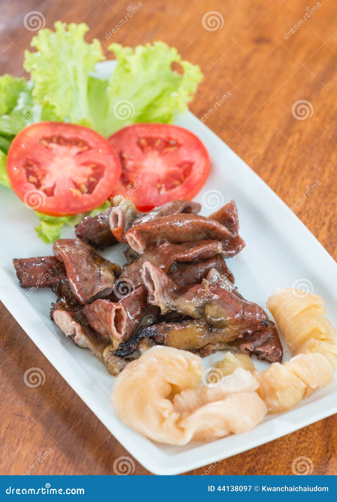 Grilled pork intestines stock image. Image of market 44138097