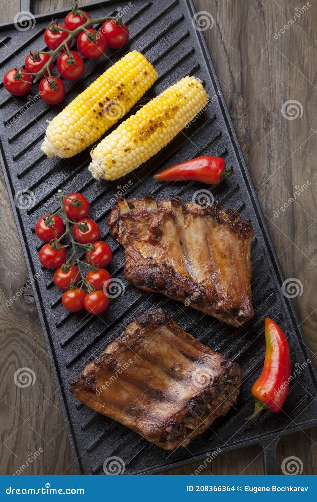 Grilled Pork Ribs on Griddle Stock Photo Image of pork, dinner 208366364
