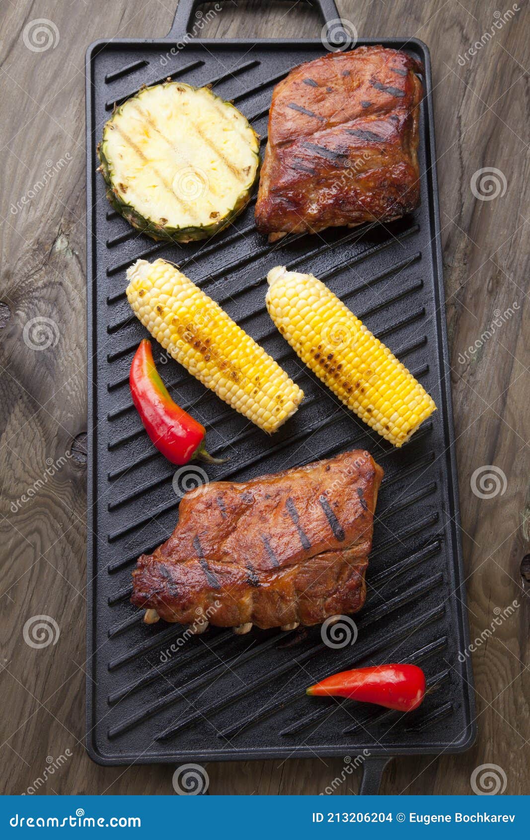 Grilled Pork Ribs on Griddle Stock Photo Image of barbecue, meat