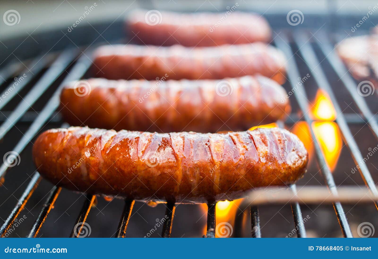 Grilled pork sausages stock image. Image of lunch, sausage 78668405