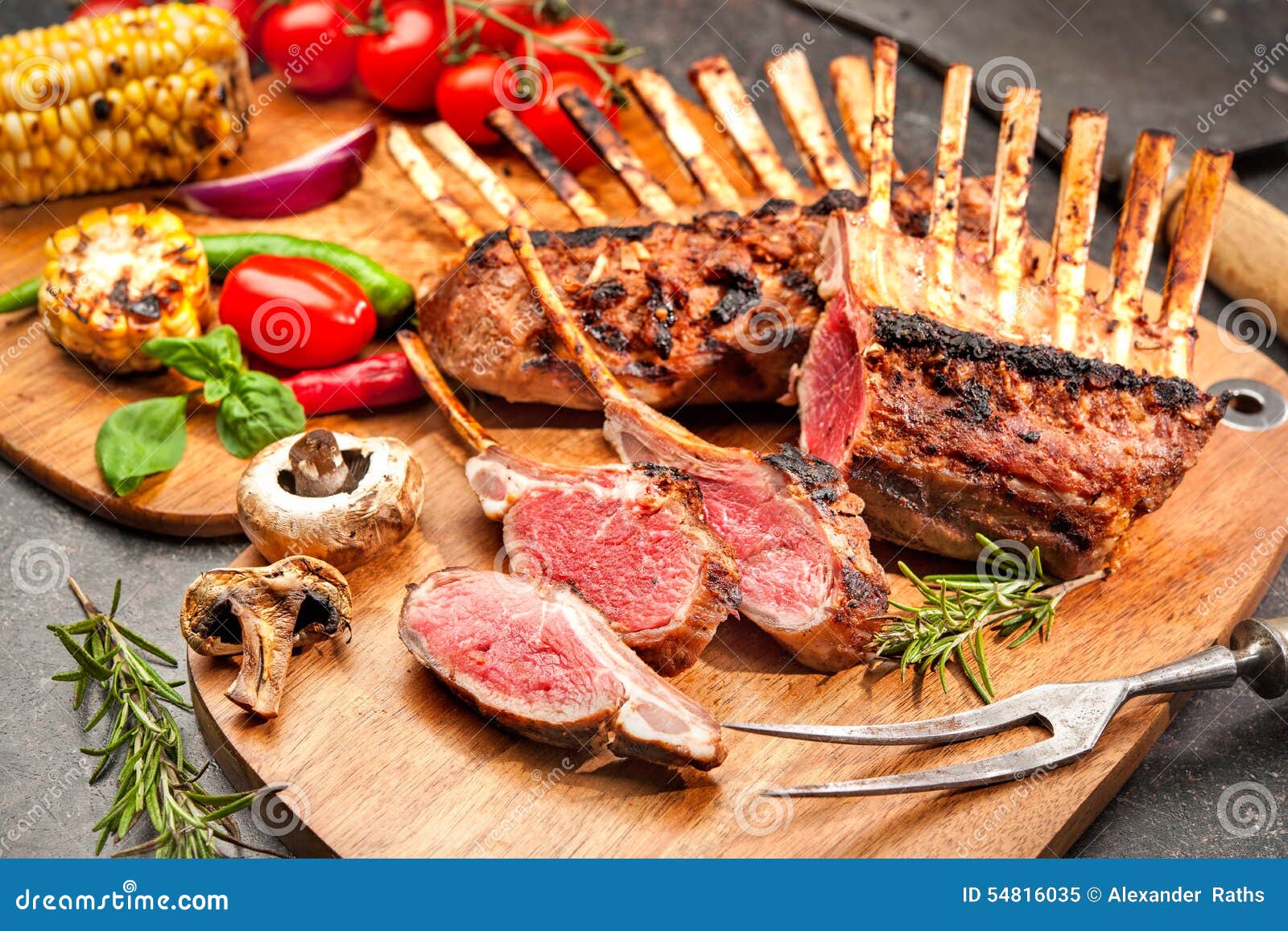 Grilled Rack of lamb stock image. Image of barbecue, cutlets 54816035