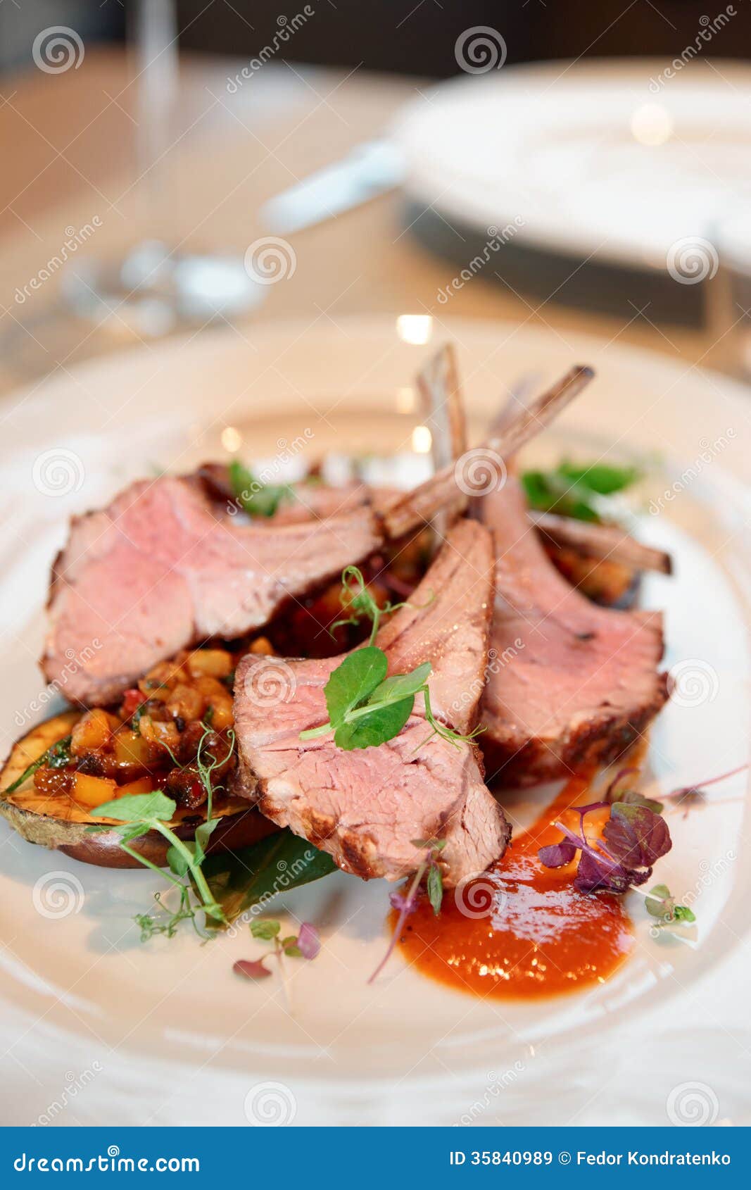 Grilled Rack of Lamb with Vegetables Stock Image Image of cooked